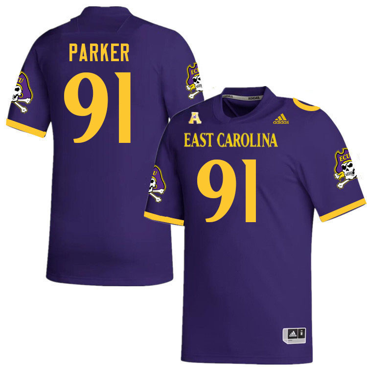 Men #91 Miles Parker ECU Pirates College Football Jerseys Stitched-Purple